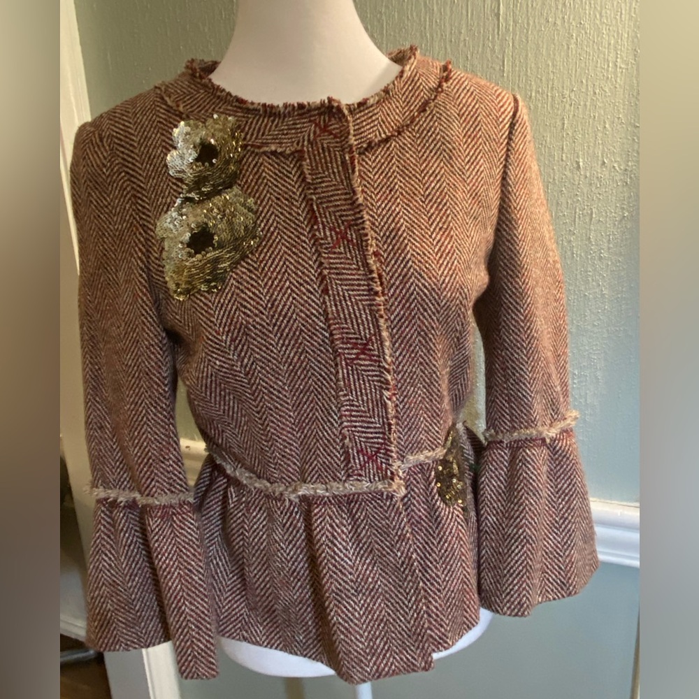 BCBGMAXAZRIA Tweed Herringbone Blazer- Size Small